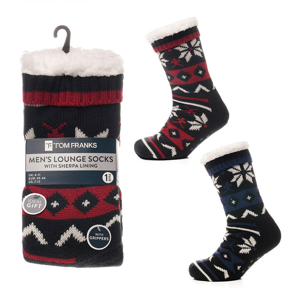 Tom Franks 1 Pair Chunky Knit Sherpa Slipper Socks - QHA UK