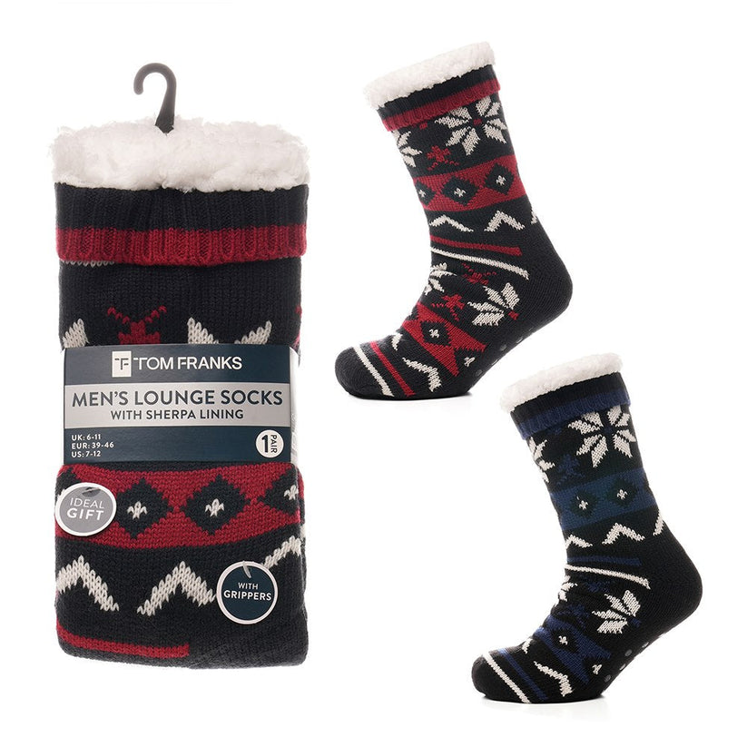 Tom Franks 1 Pair Chunky Knit Sherpa Slipper Socks - QHA UK