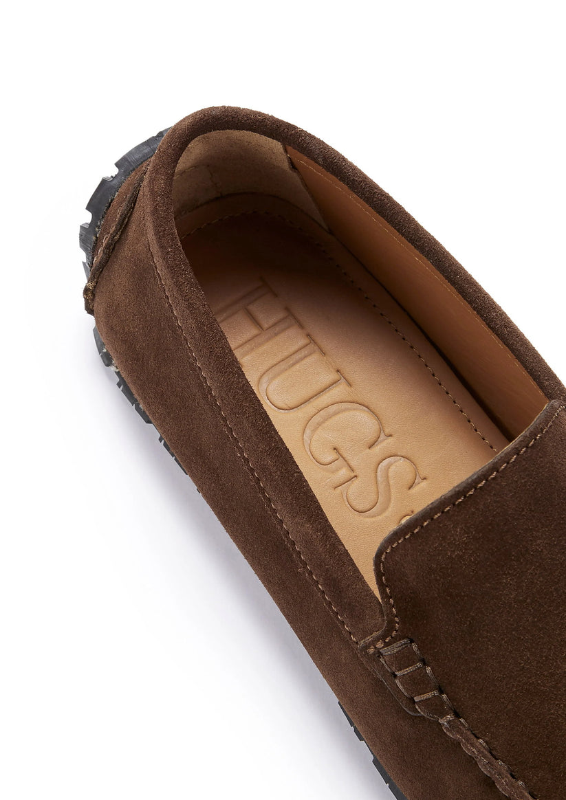 Hugs & Co Mens Tyre Sole Driving Loafers Brown Suede UK 7-14 - Sole Detail - QHA UK