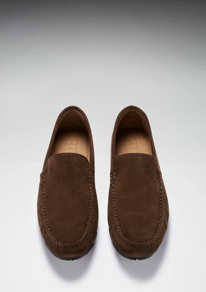 Hugs & Co Mens Tyre Sole Driving Loafers Brown Suede UK 7-14 - Sole Detail - QHA UK