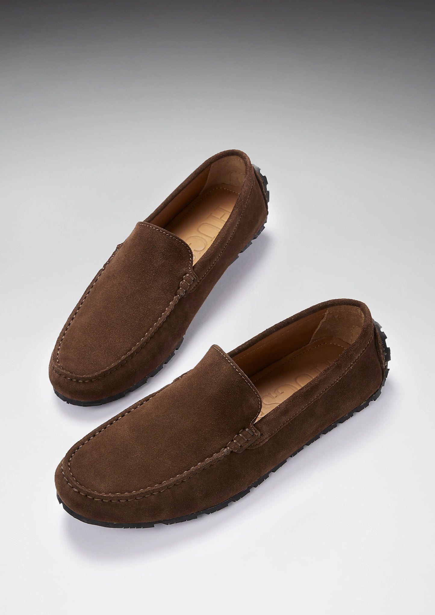 Hugs & Co Mens Tyre Sole Driving Loafers Brown Suede UK 7-14 - Sole Detail - QHA UK