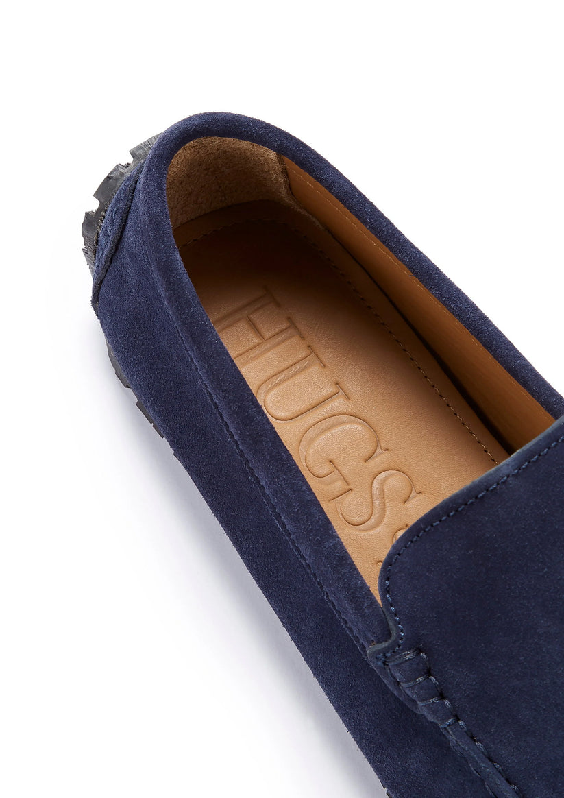 Hugs & Co Mens Tyre Sole Driving Loafers Navy Blue Suede UK 7-14 - Sole Detail - QHA UK
