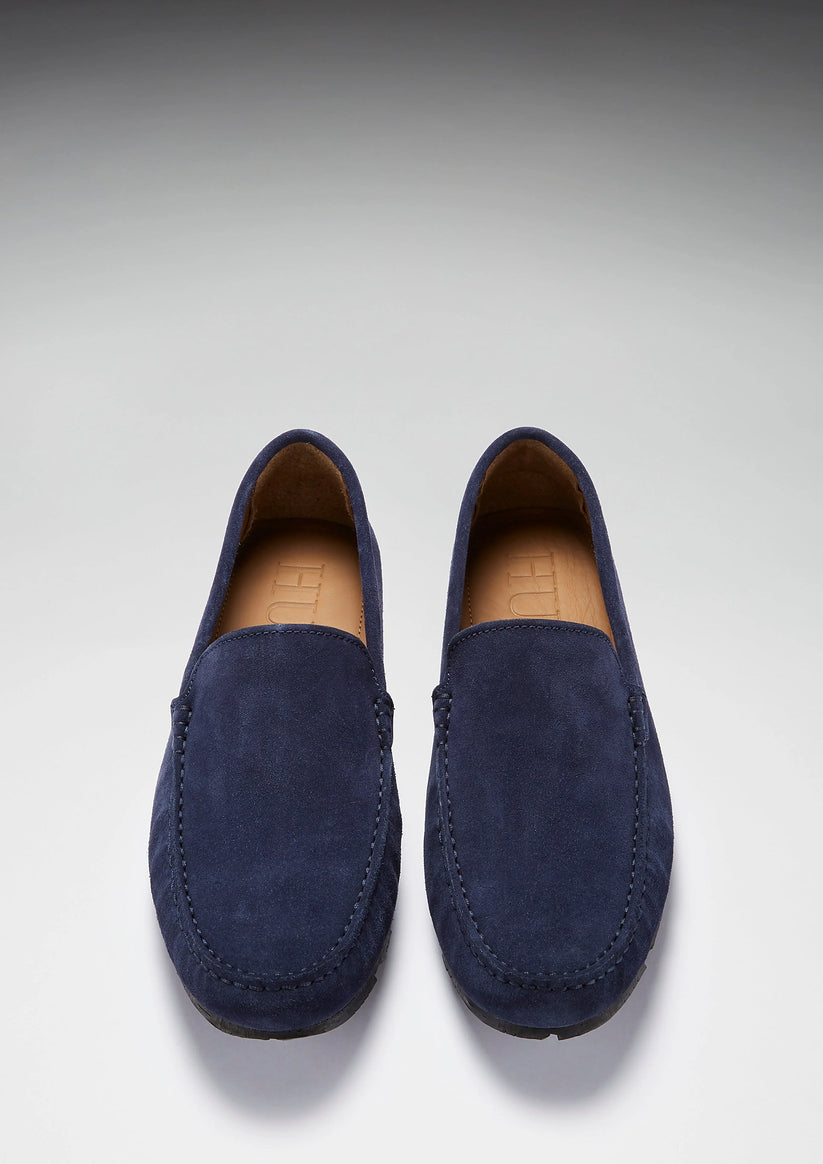 Hugs & Co Mens Tyre Sole Driving Loafers Navy Blue Suede UK 7-14 - Sole Detail - QHA UK