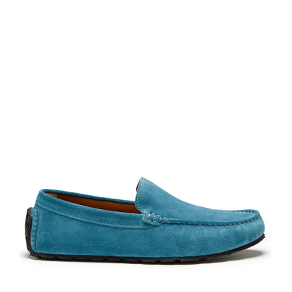 Hugs & Co Mens Tyre Sole Driving Loafers Petrol Blue Suede UK 7-14 - QHA UK