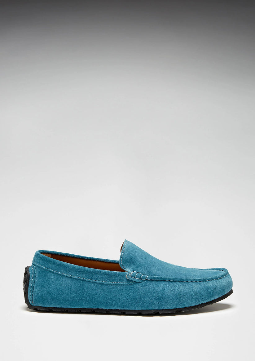 Hugs & Co Mens Tyre Sole Driving Loafers Petrol Blue Suede UK 7-14 - Sole Detail - QHA UK