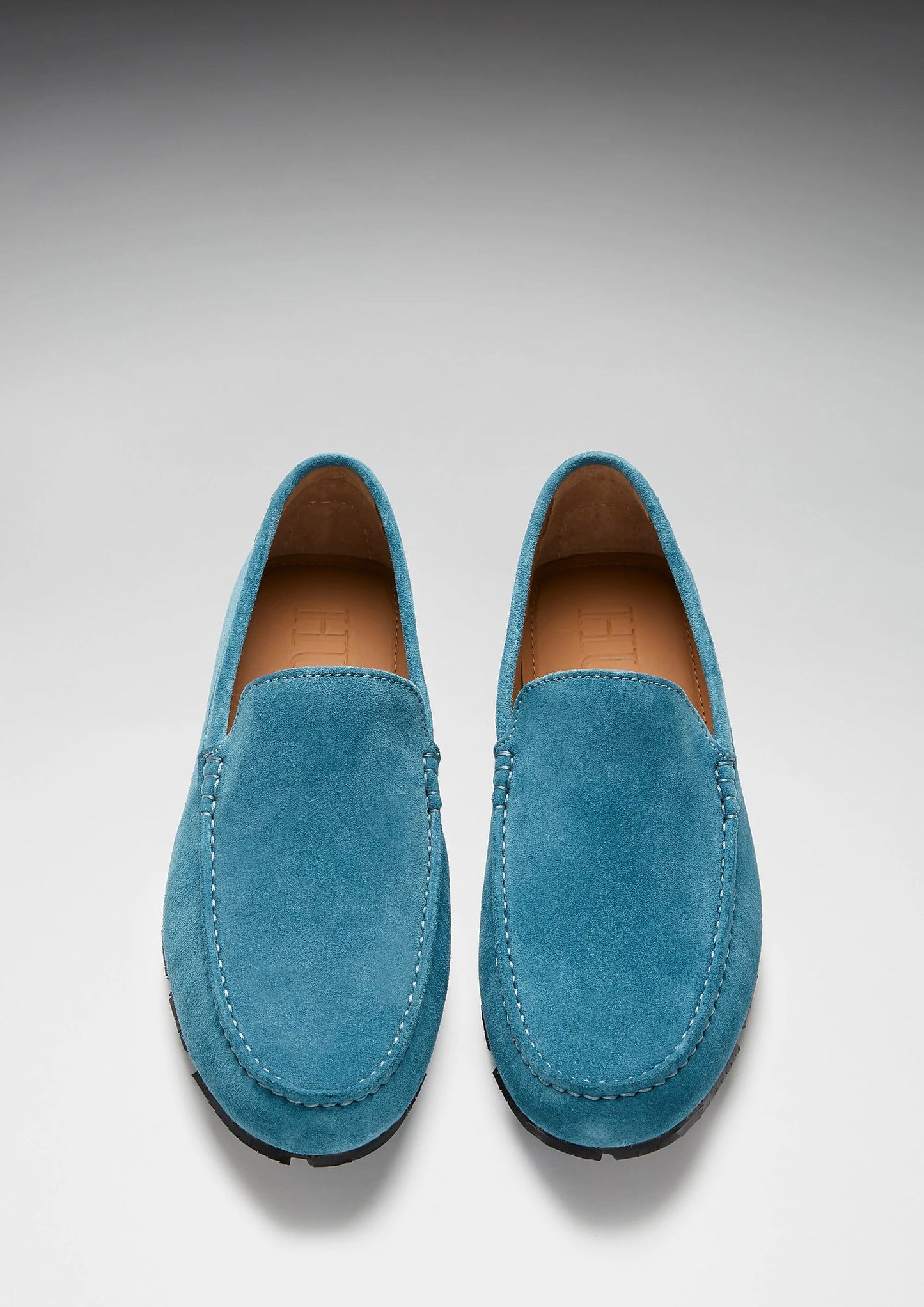Hugs & Co Mens Tyre Sole Driving Loafers Petrol Blue Suede UK 7-14 - Sole Detail - QHA UK