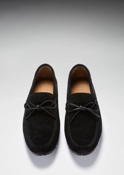 Hugs & Co Mens Tyre Sole Laced Driving Loafers Black Suede UK 7-14 - Sole Detail - QHA UK