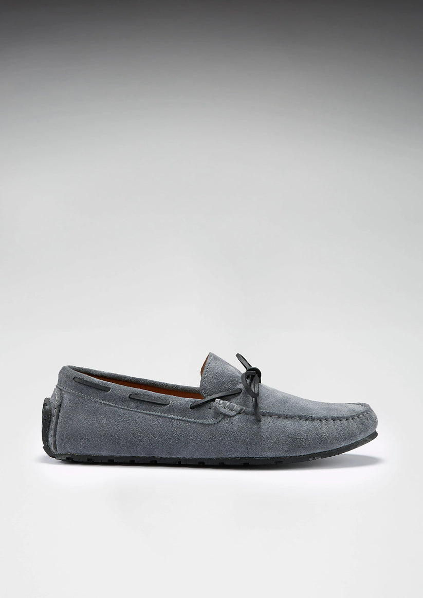Hugs & Co Mens Tyre Sole Laced Driving Loafers Slate Grey UK 7-14 - Sole Detail - QHA UK