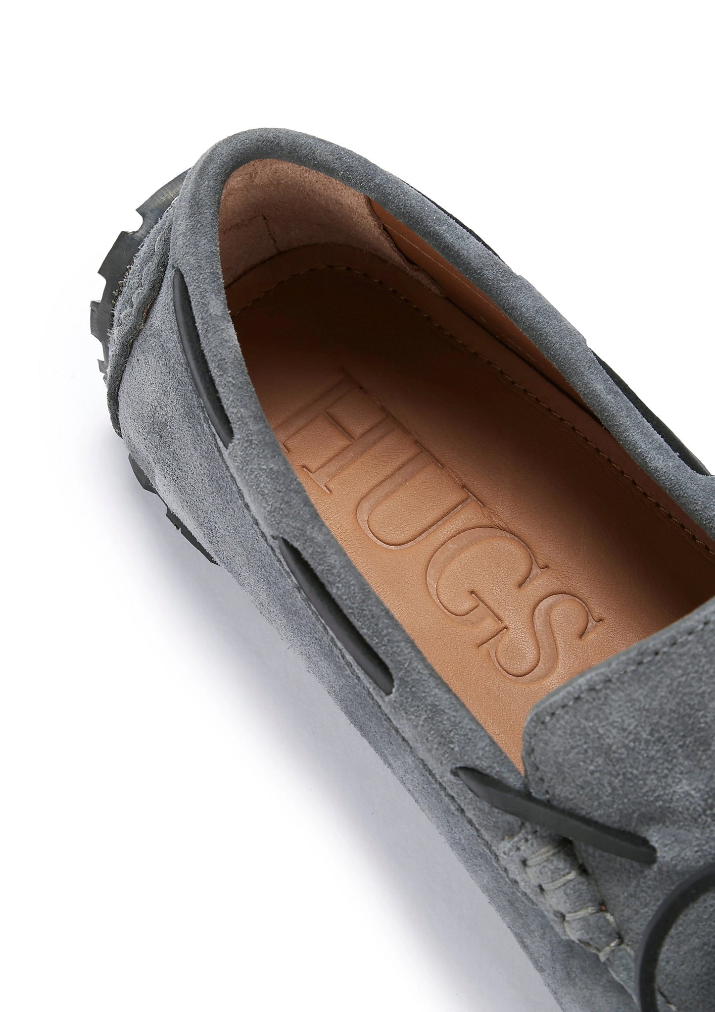 Hugs & Co Mens Tyre Sole Laced Driving Loafers Slate Grey UK 7-14 - Sole Detail - QHA UK