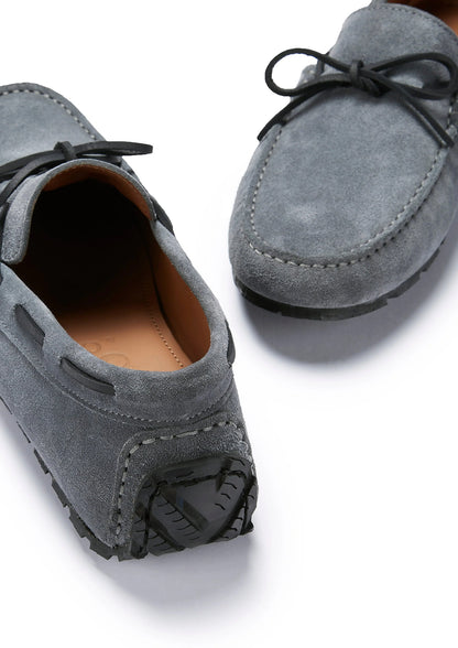 Hugs & Co Mens Tyre Sole Laced Driving Loafers Slate Grey UK 7-14 - Sole Detail - QHA UK