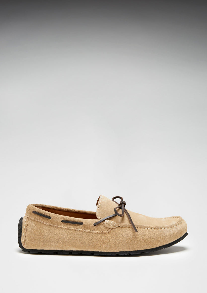 Hugs & Co Mens Tyre Sole Laced Driving Loafers Taupe Suede UK 7-14 - Sole Detail - QHA UK