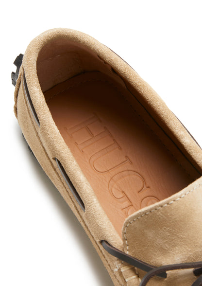 Hugs & Co Mens Tyre Sole Laced Driving Loafers Taupe Suede UK 7-14 - Sole Detail - QHA UK