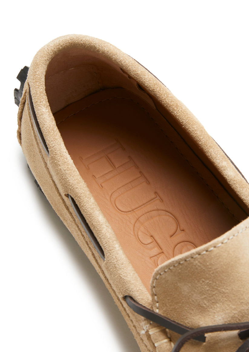 Hugs & Co Mens Tyre Sole Laced Driving Loafers Taupe Suede UK 7-14 - Sole Detail - QHA UK
