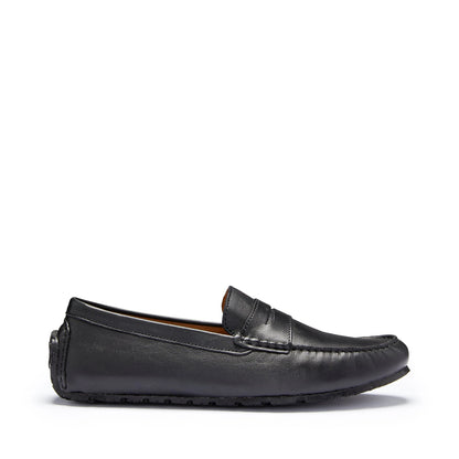 Hugs & Co Mens Tyre Sole Penny Driving Loafers Black Leather UK 7-14 - QHA UK