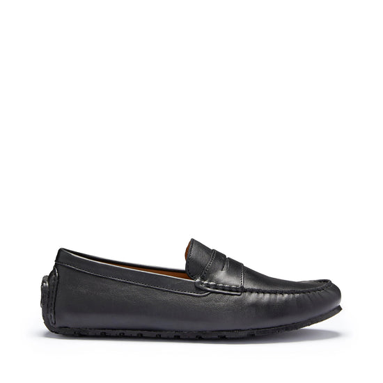 Hugs & Co Mens Tyre Sole Penny Driving Loafers Black Leather UK 7-14 - QHA UK