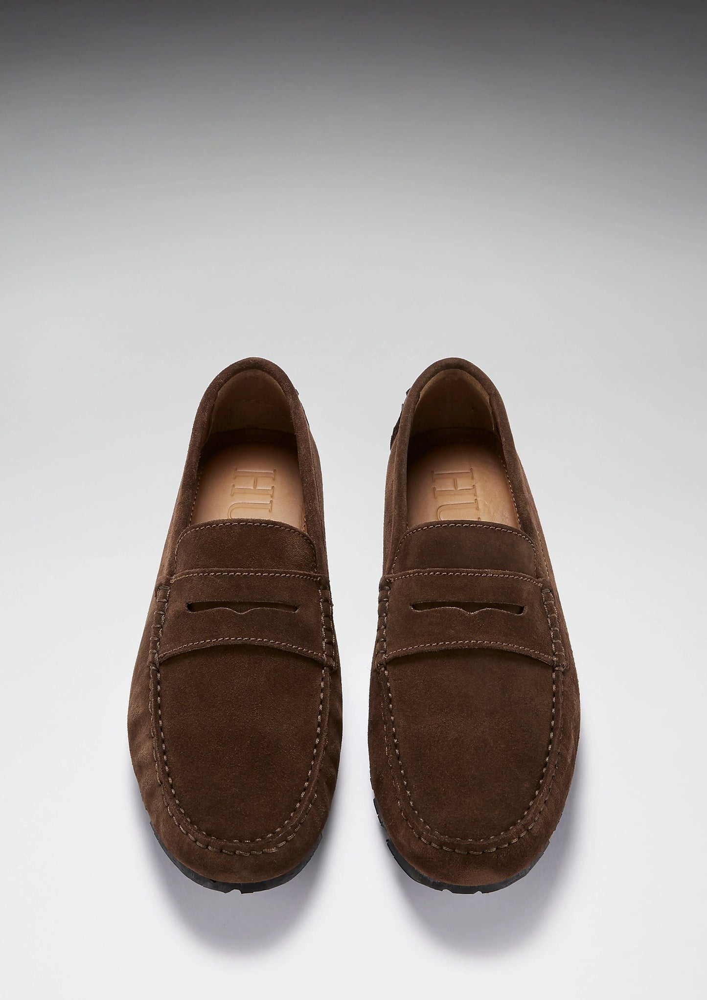 Hugs & Co Mens Tyre Sole Penny Driving Loafers Brown Suede UK 7-14 - Sole Detail - QHA UK