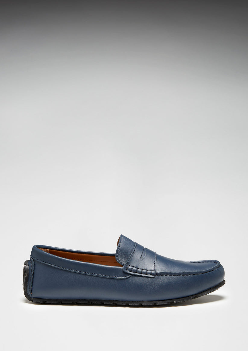 Hugs & Co Mens Tyre Sole Penny Driving Loafers French Navy UK 7-14 - Sole Detail - QHA UK