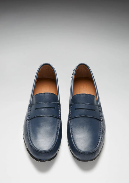 Hugs & Co Mens Tyre Sole Penny Driving Loafers French Navy UK 7-14 - Sole Detail - QHA UK