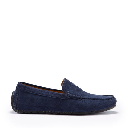 Hugs & Co Mens Tyre Sole Penny Driving Loafers Navy Blue UK 7-14 - QHA UK