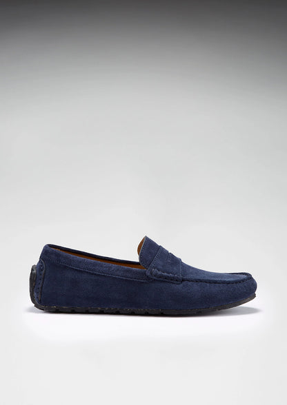 Hugs & Co Mens Tyre Sole Penny Driving Loafers Navy Blue UK 7-14 - Sole Detail - QHA UK