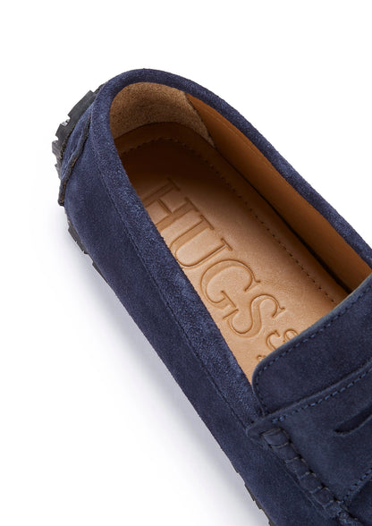 Hugs & Co Mens Tyre Sole Penny Driving Loafers Navy Blue UK 7-14 - Sole Detail - QHA UK
