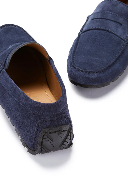Hugs & Co Mens Tyre Sole Penny Driving Loafers Navy Blue UK 7-14 - Sole Detail - QHA UK