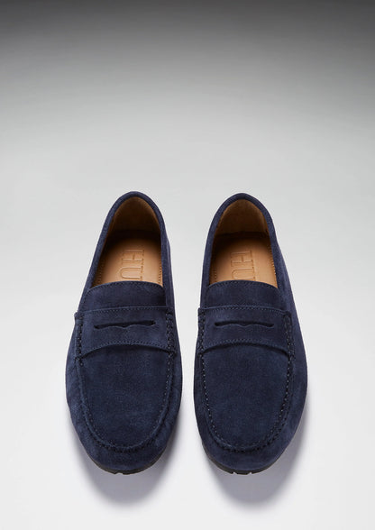 Hugs & Co Mens Tyre Sole Penny Driving Loafers Navy Blue UK 7-14 - Sole Detail - QHA UK