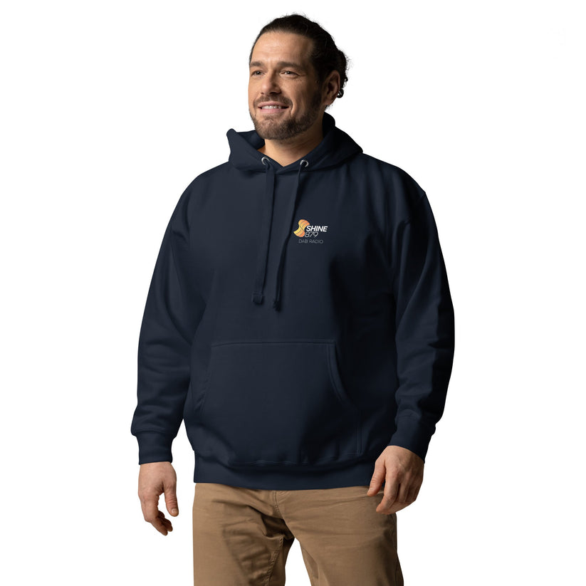 Shine 879 Unisex Front & Back Logo Premium Hoodie | S–3XL | 3 Colours | UK - Left Side View - QHA UK