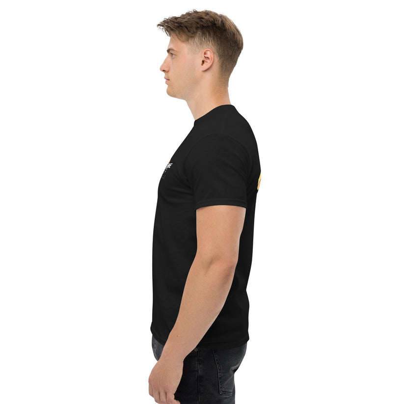 Shine 879 Unisex Front & Back Logo T-Shirt | 100% Cotton | S–5XL | 5 Colours - Left Side View - QHA UK