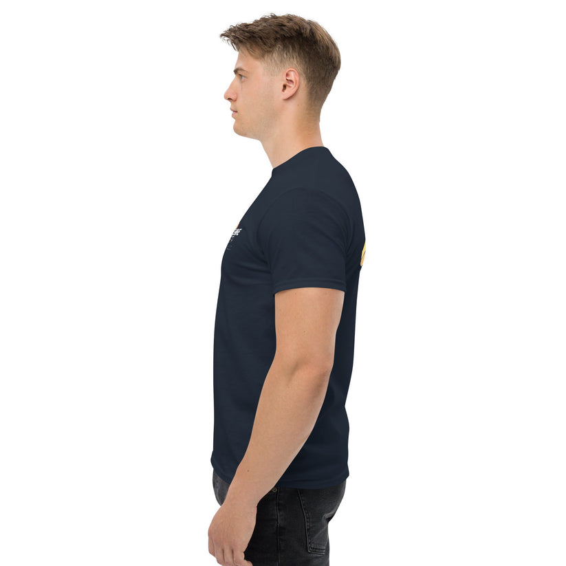 Shine 879 Unisex Front & Back Logo T-Shirt | 100% Cotton | S–5XL | 5 Colours - Left Side View - QHA UK