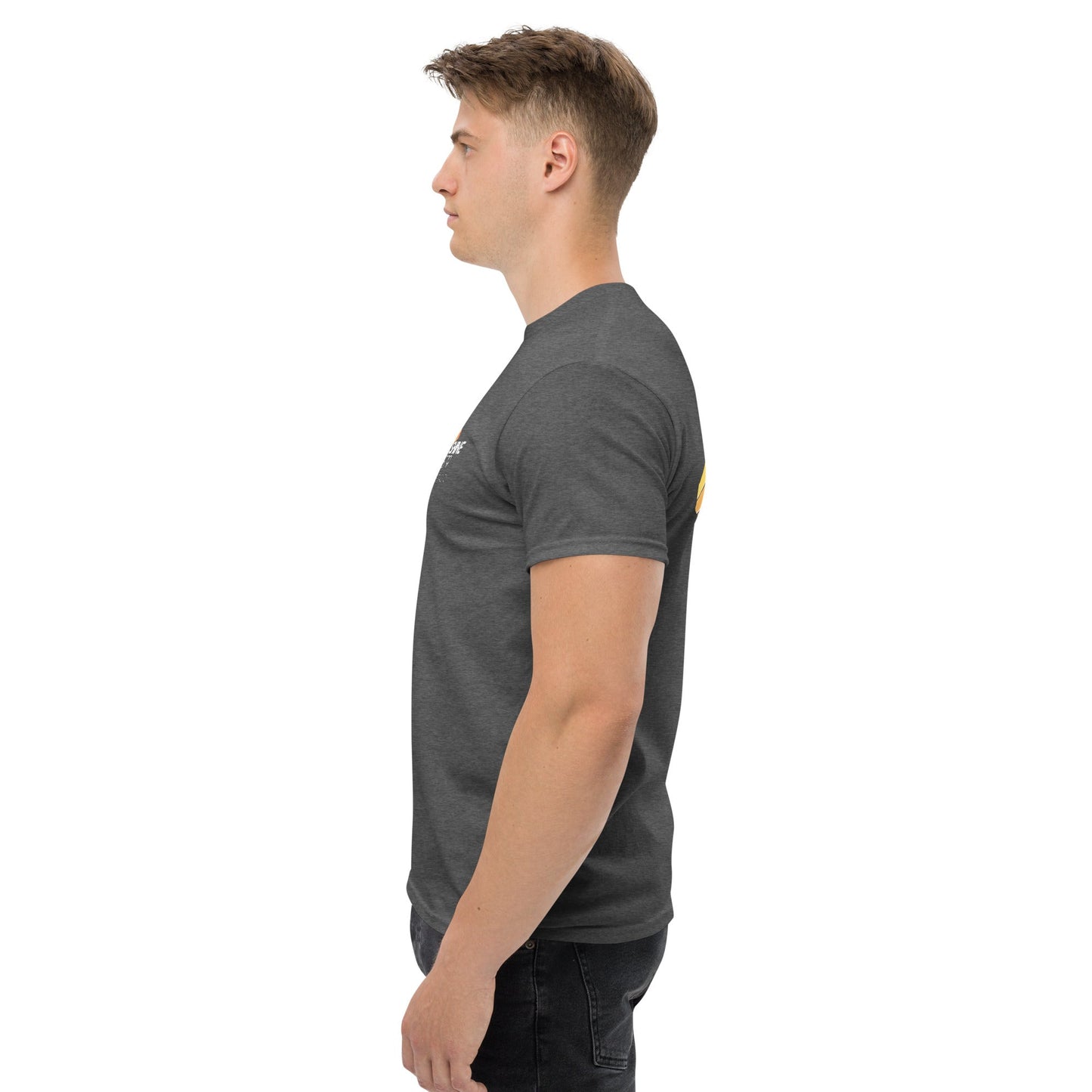 Shine 879 Unisex Front & Back Logo T-Shirt | 100% Cotton | S–5XL | 5 Colours - Left Side View - QHA UK