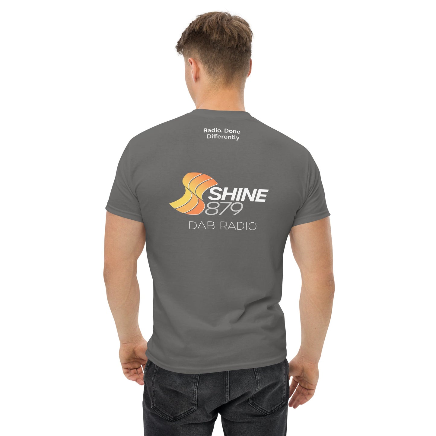 Shine 879 Unisex Front & Back Logo T-Shirt | 100% Cotton | S–5XL | 5 Colours - Back View - QHA UK