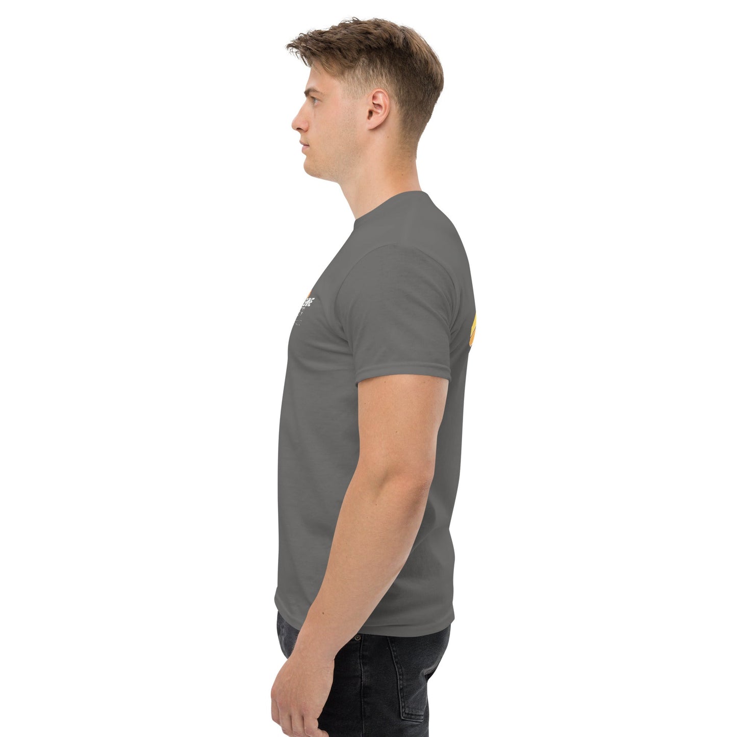 Shine 879 Unisex Front & Back Logo T-Shirt | 100% Cotton | S–5XL | 5 Colours - Left Side View - QHA UK