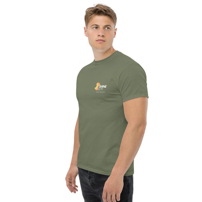 Shine 879 Unisex Front & Back Logo T-Shirt | 100% Cotton | S–5XL | 5 Colours - Left Side View - QHA UK