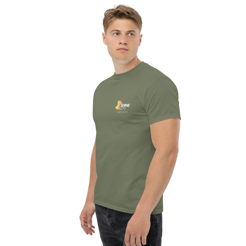 Shine 879 Unisex Front & Back Logo T-Shirt | 100% Cotton | S–5XL | 5 Colours - Left Side View - QHA UK