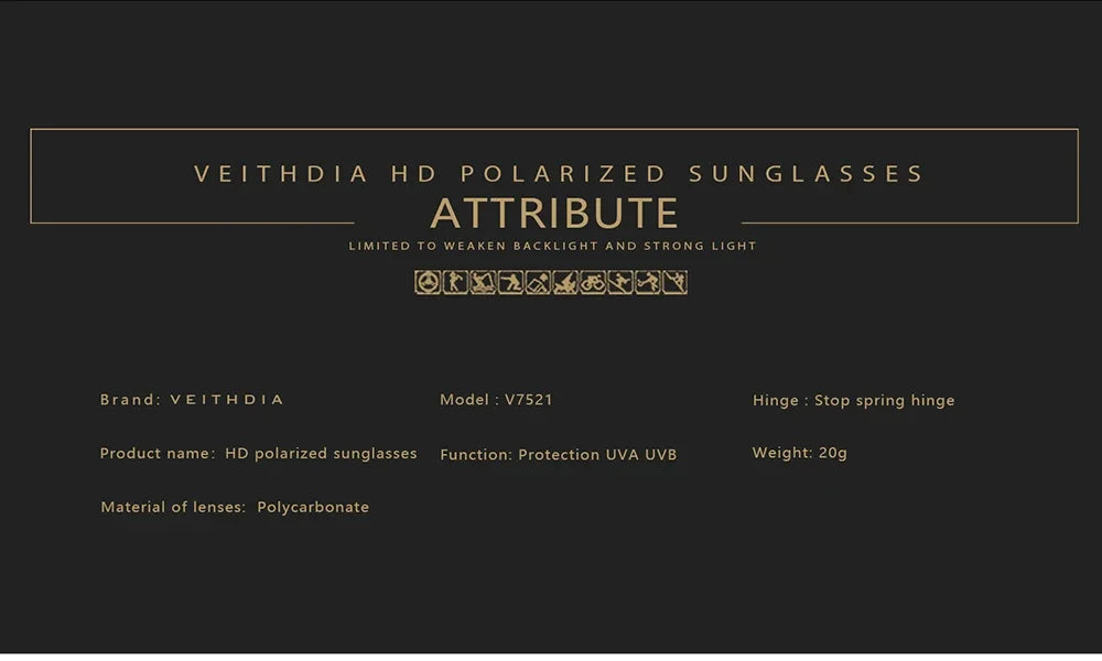 Fashion Item Veithdia Brand Sunglasses Retro Tr90 Polarized | QHA UK - QHA UK
