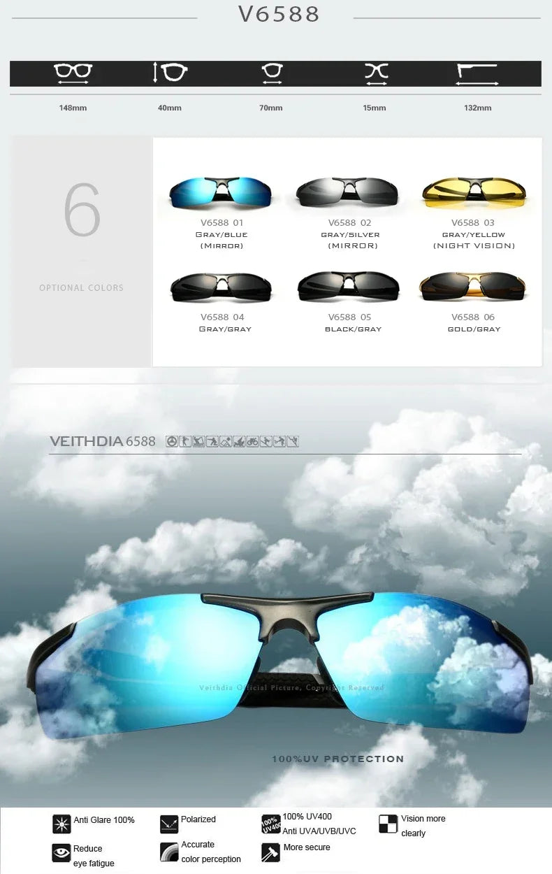Men's Jacket Veithdia Aluminum Magnesium Sunglasses Polarized Uv400 | - QHA UK