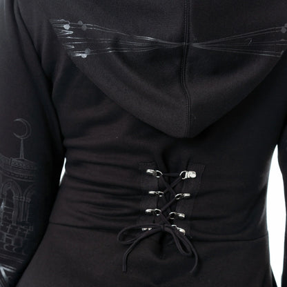 Vixxen Women's Hoodie Basilica Cathedral Printed Zip Up UK 10-18 - Zip Detail - QHA UK
