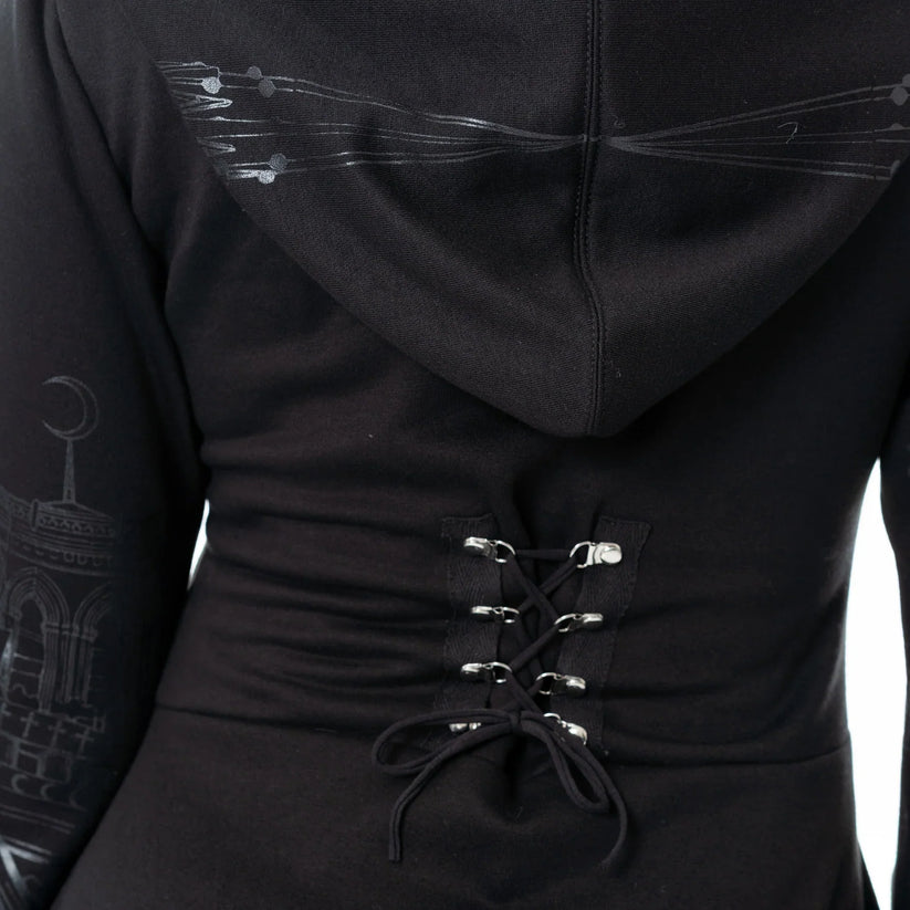 Vixxen Women's Hoodie Basilica Cathedral Printed Zip Up UK 10-18 - Zip Detail - QHA UK