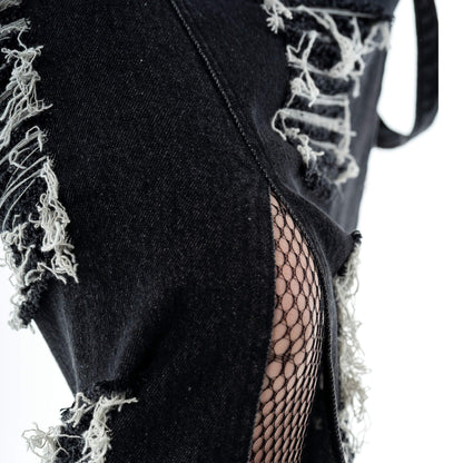 Vixxsin Maxi Skirt Runa Distressed Denim Black Stonewash UK 10-18 - QHA UK