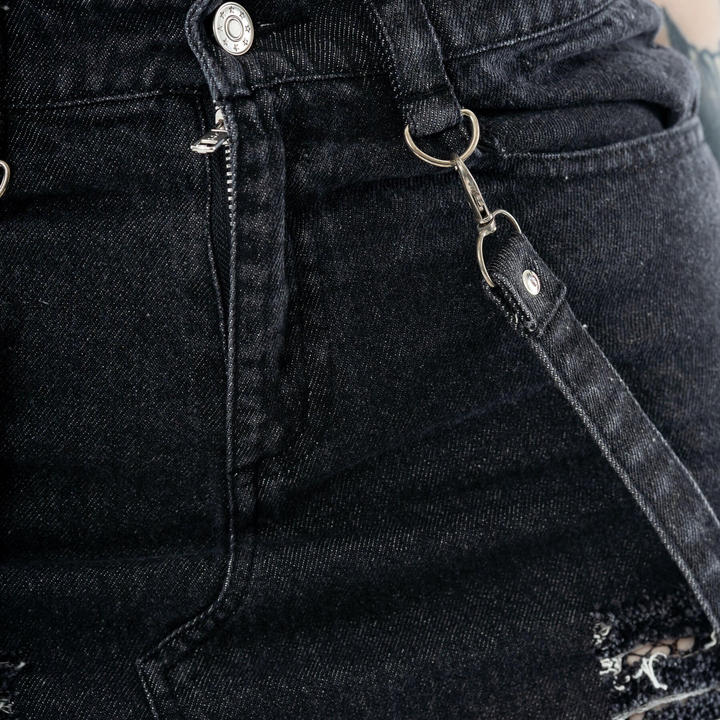 Vixxsin Maxi Skirt Runa Distressed Denim Black Stonewash UK 10-18 - QHA UK