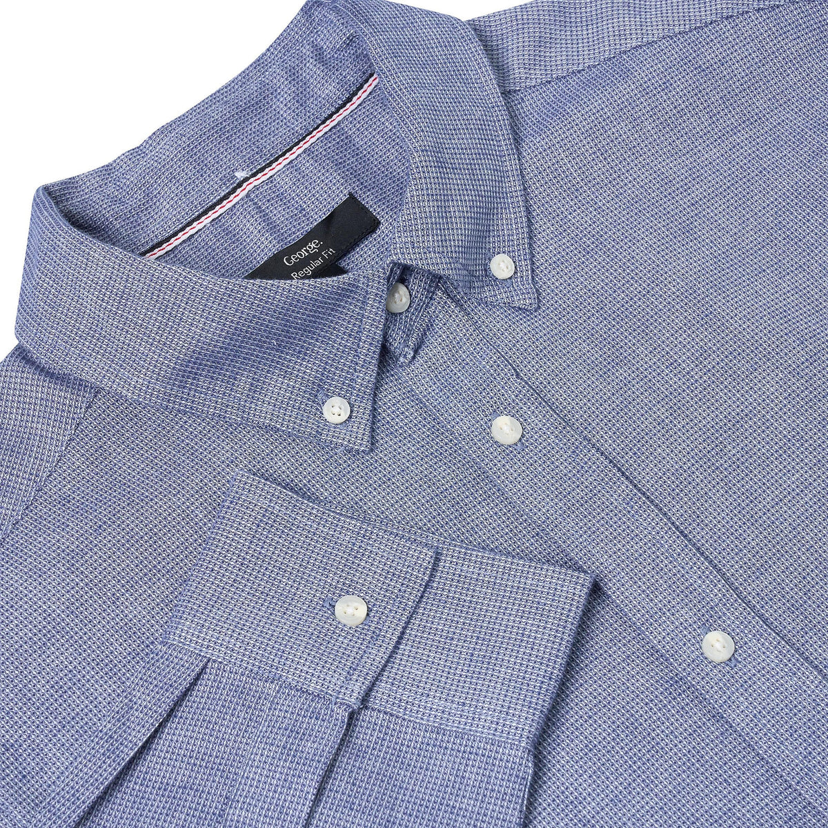 Men's Waffle Textured Long Sleeve Shirt Blue Singles & Multipacks | QHA UK - QHA UK