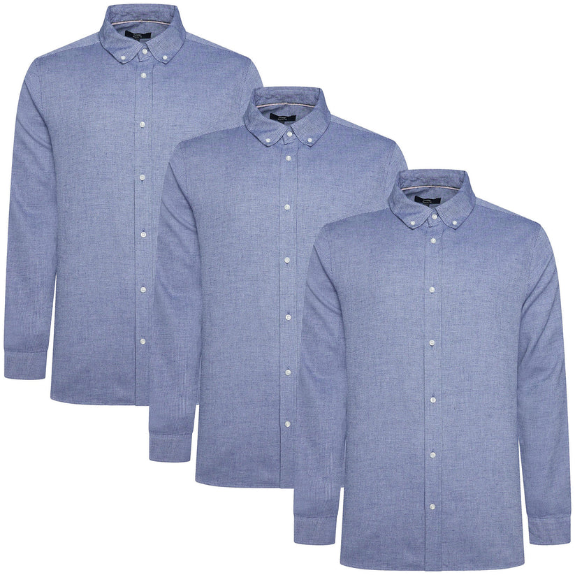 Men's Waffle Textured Long Sleeve Shirt Blue Singles & Multipacks | QHA UK - QHA UK