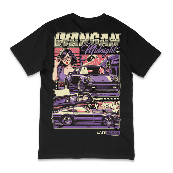 Late Brake Wangan Midnight T-Shirt Cotton Car Enthusiast Tee 180gsm | - QHA UK