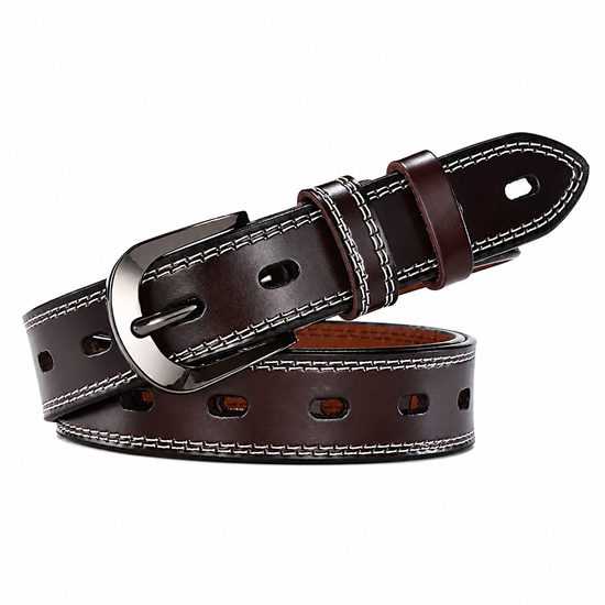 Womens Genuine Leather Belt Slim Casual Jeans Dress Belt 28mm Black Br - QHA UK
