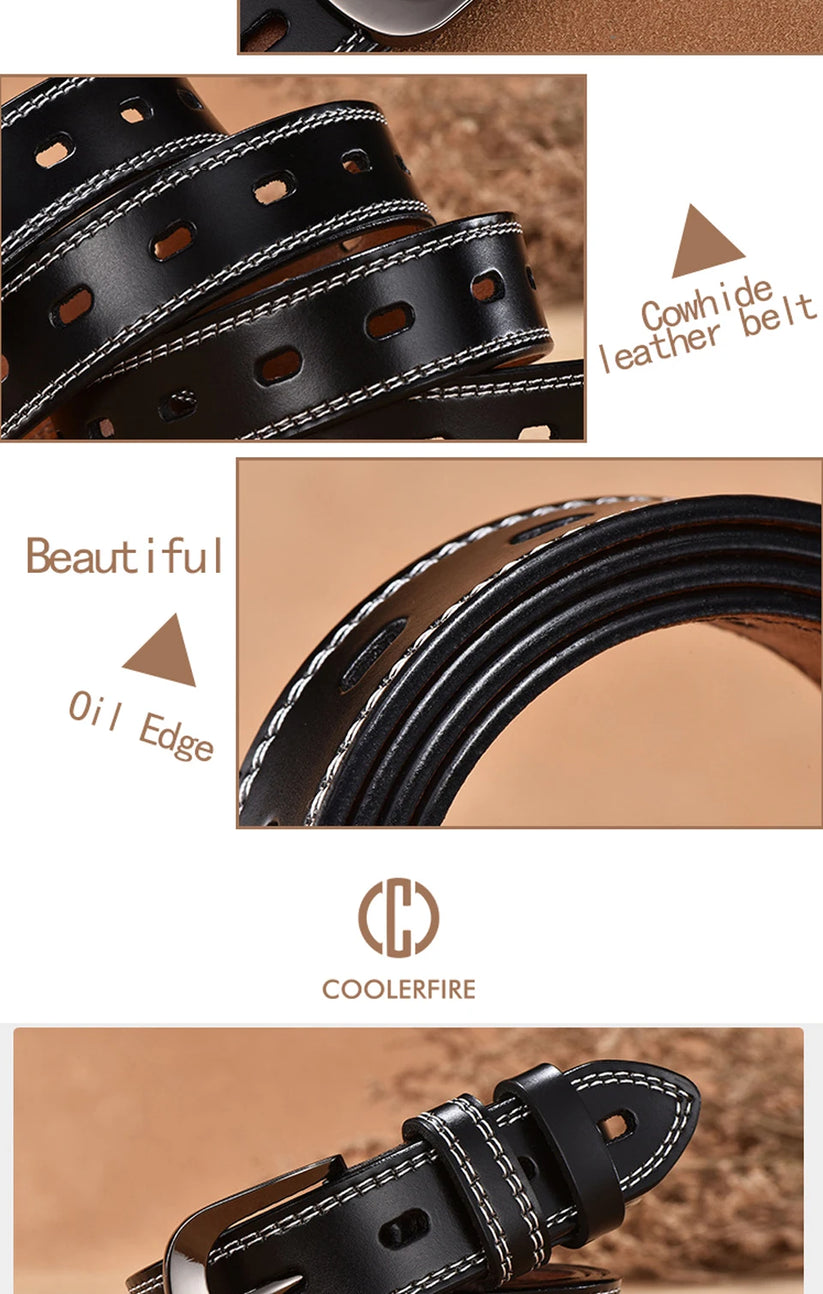 Womens Genuine Leather Belt Slim Casual Jeans Dress Belt 28mm Black Br - QHA UK