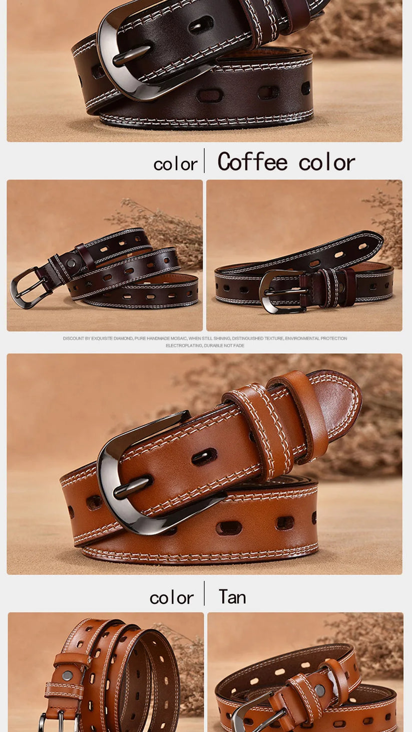 Womens Genuine Leather Belt Slim Casual Jeans Dress Belt 28mm Black Br - QHA UK