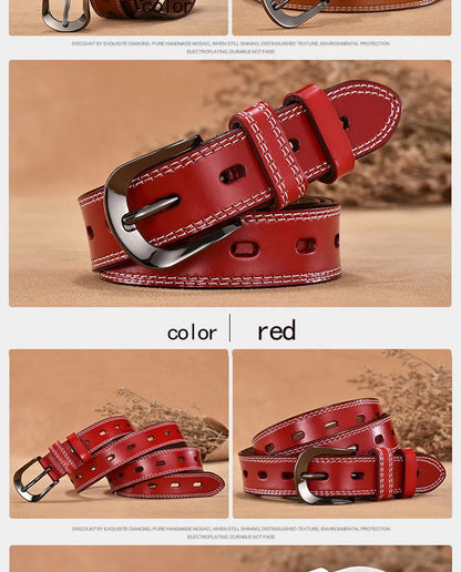 Womens Genuine Leather Belt Slim Casual Jeans Dress Belt 28mm Black Br - QHA UK