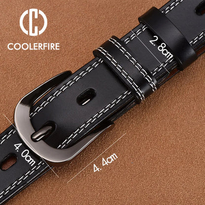 Womens Genuine Leather Belt Slim Casual Jeans Dress Belt 28mm Black Br - QHA UK