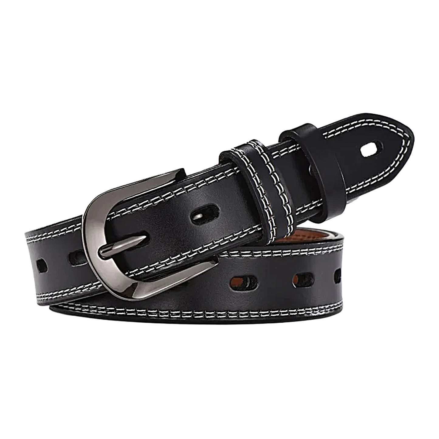 Womens Genuine Leather Belt Slim Casual Jeans Dress Belt 28mm Black Br - QHA UK